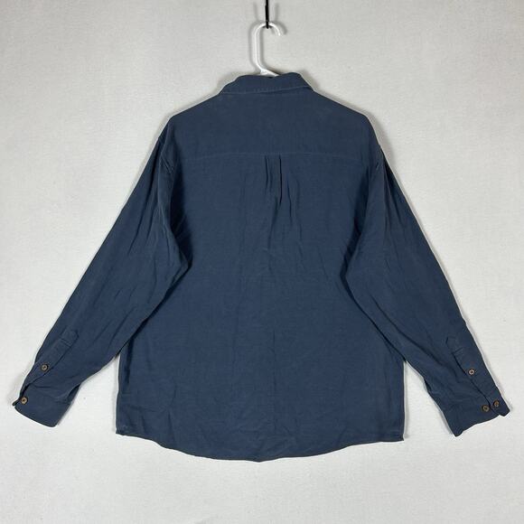 Paradise Collection 100% Silk Long Sleeve Button Up Shirt Men's XL Blue Casual - Picture 5 of 10